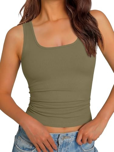 GKBK Women Sleeveless Workout Tops Racerback Athletic Running Yoga Tank Tops Lightweight Gym Clothes Dark Green XL | Amazon (US)