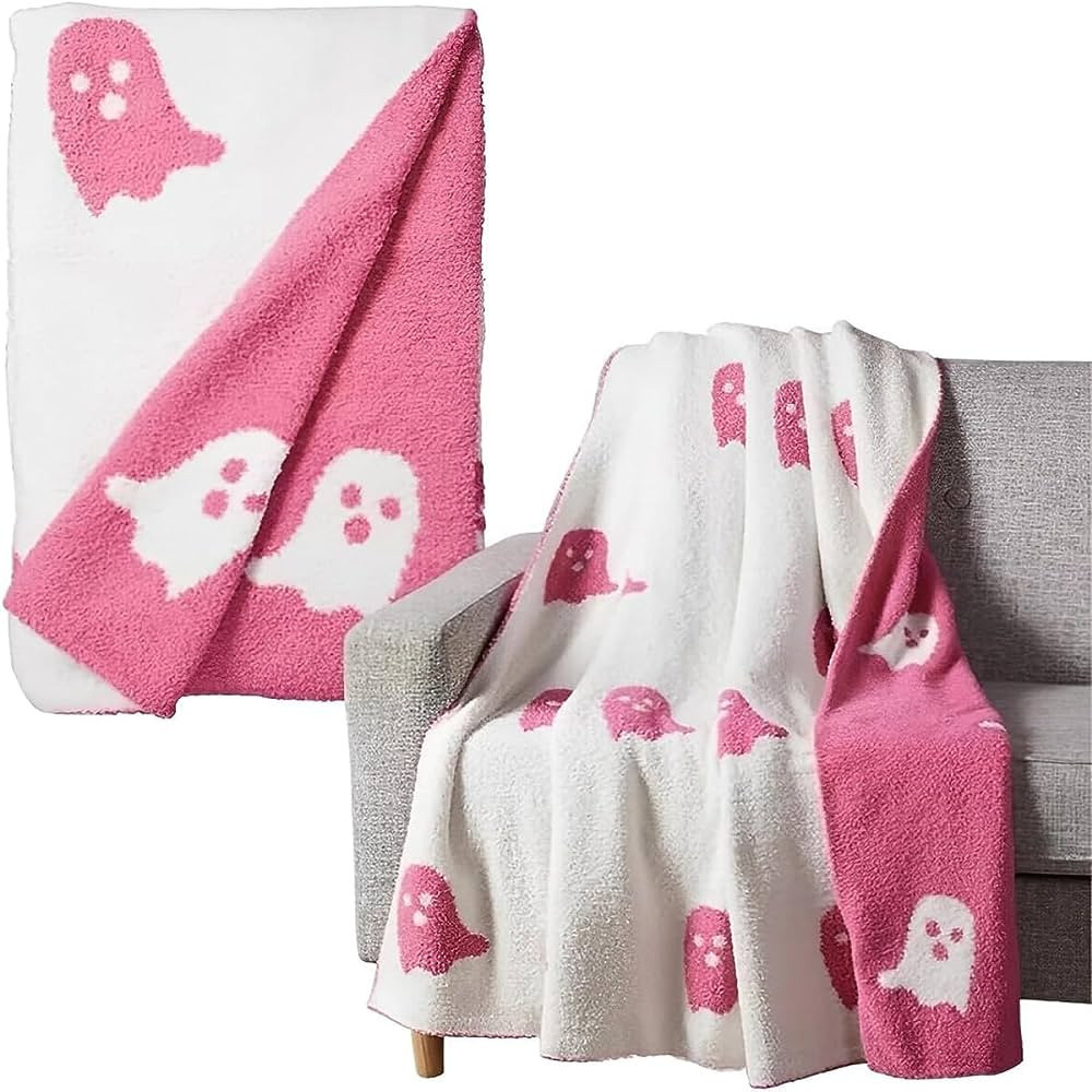 2023 Halloween Viral Pink Ghost Flannel Blanket Throw for Girls Women Reversible Super Soft for A... | Amazon (US)