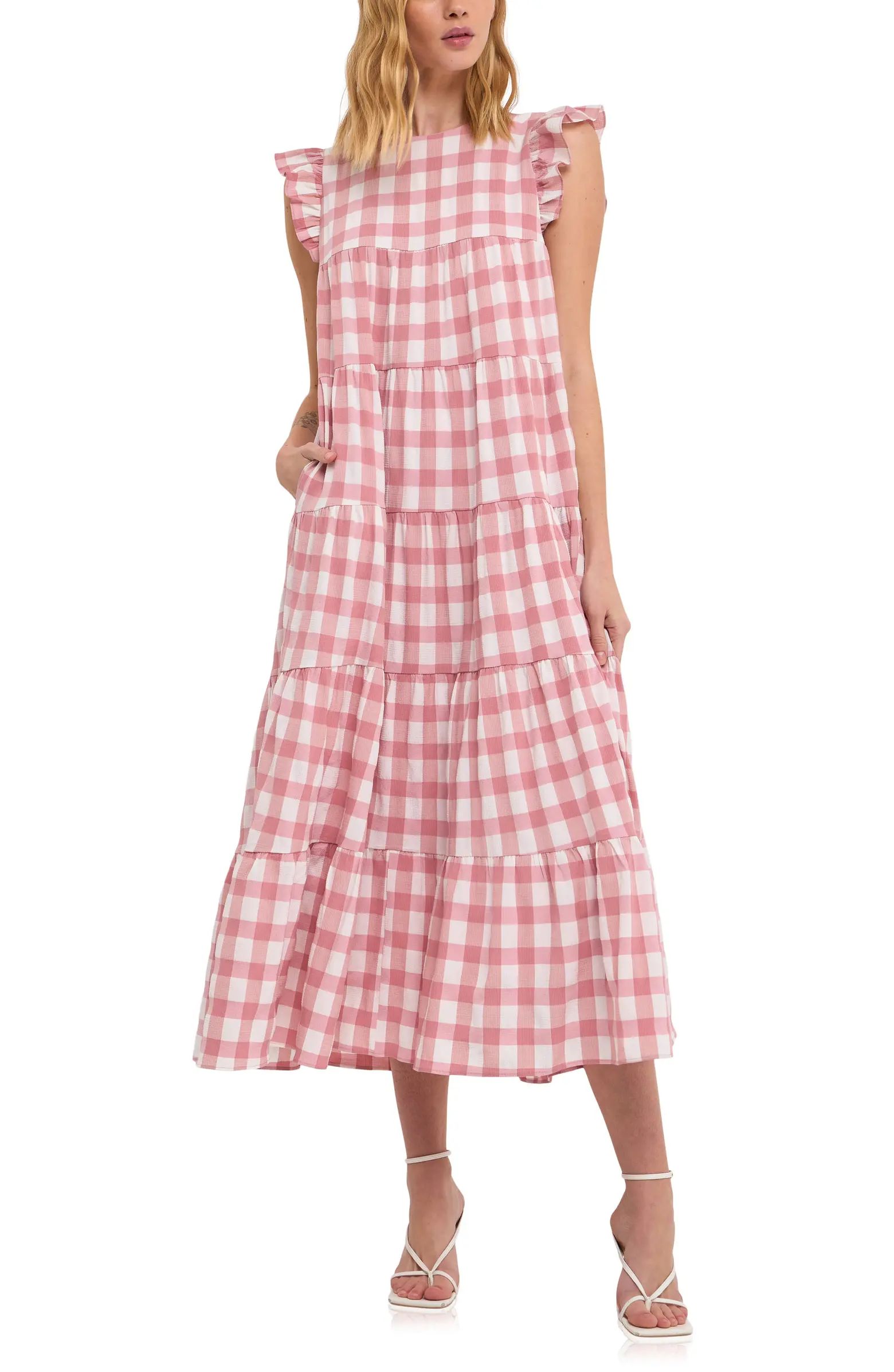 Gingham Tiered Maxi Dress | Nordstrom