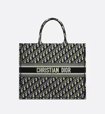 Large Dior Book Tote Blue Dior Oblique Embroidery (42 x 35 x 18.5 cm) | DIOR | Dior Couture