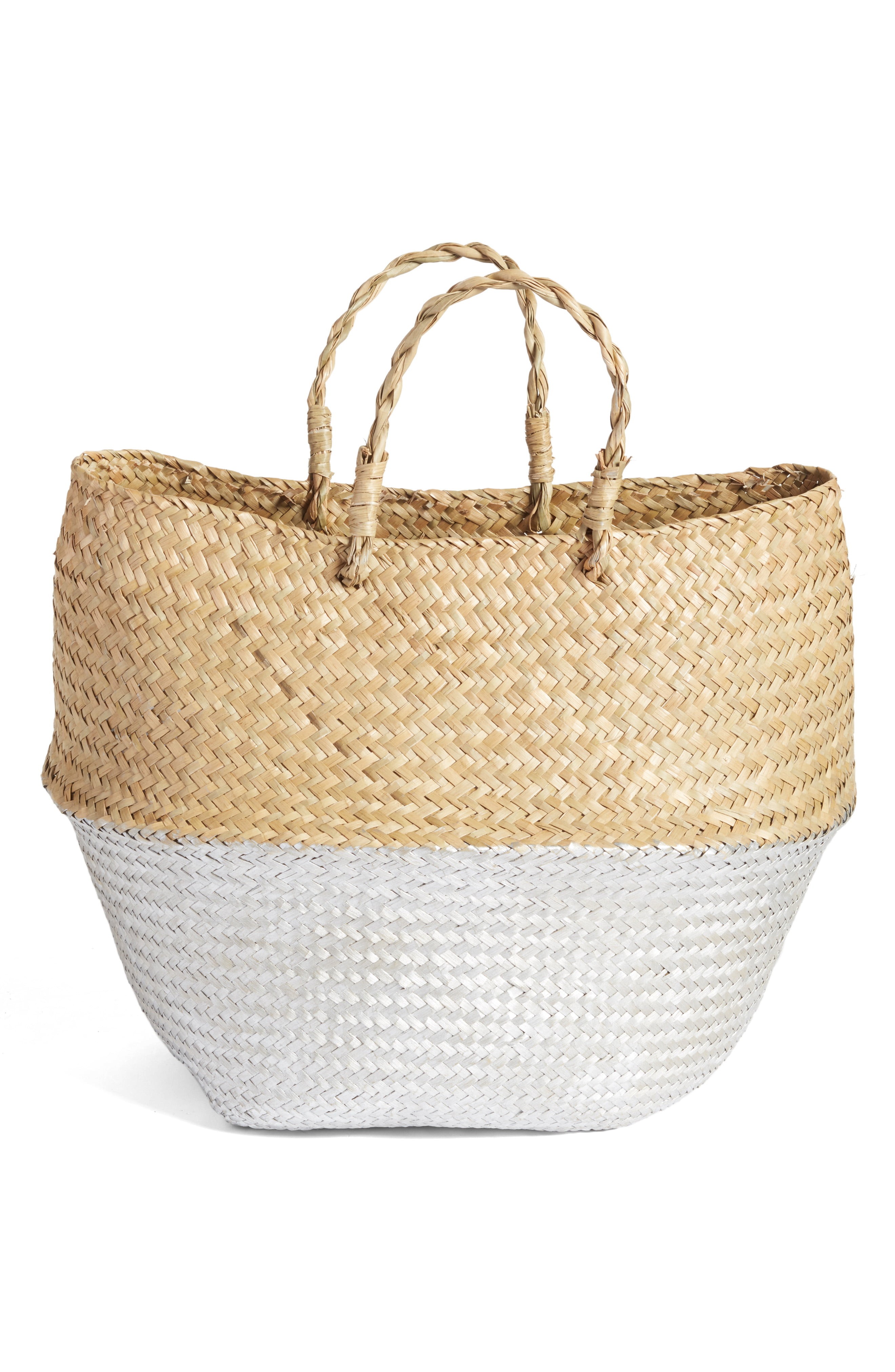 Two-Tone Metallic Straw Basket | Nordstrom