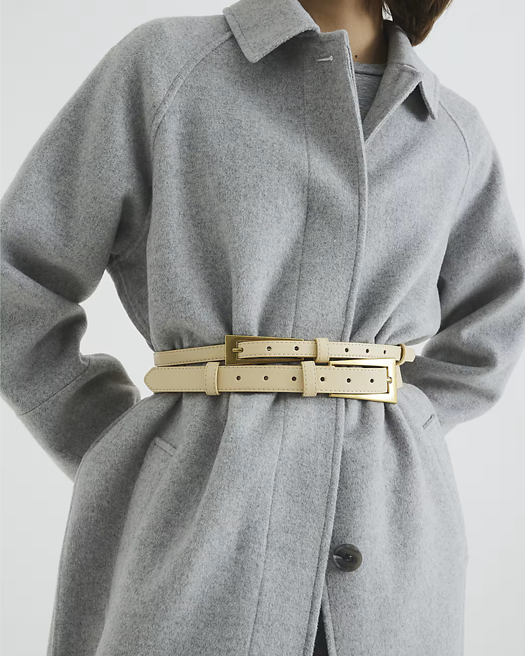 Yellow Faux Leather Double Buckle Belt | River Island UK & IE