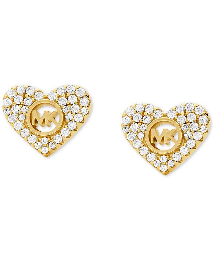 Michael Kors Pavé Logo Heart Stud Earrings & Reviews - Earrings - Jewelry & Watches - Macy's | Macys (US)