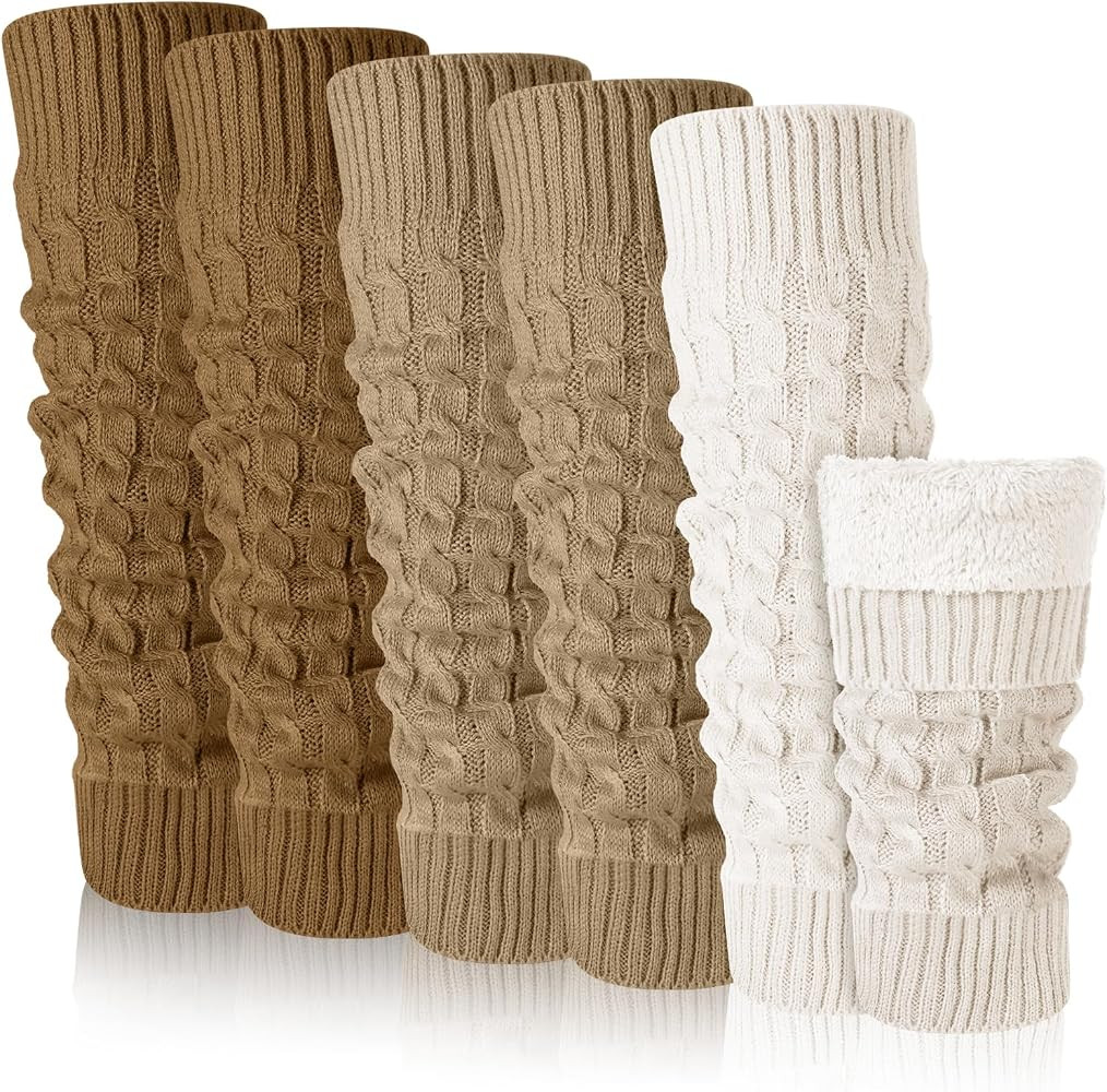 Chuarry 3 Pairs Winter Fleece Lined Leg Warmer for Women Skating Leg Warmer Long Boot Socks for W... | Amazon (US)