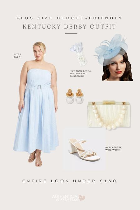 A plus size budget friendly Kentucky derby outfit idea. Light blue and cream - entire look under $150. Sizes 0-26 

#LTKSeasonal #LTKover40 #LTKplussize