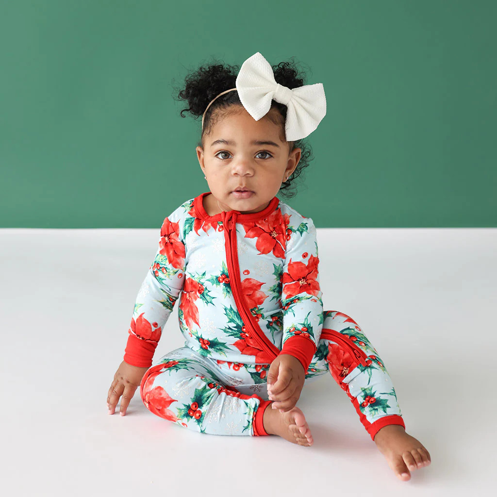 Floral Blue Baby Convertible Sleeper | Winter Lily | Posh Peanut