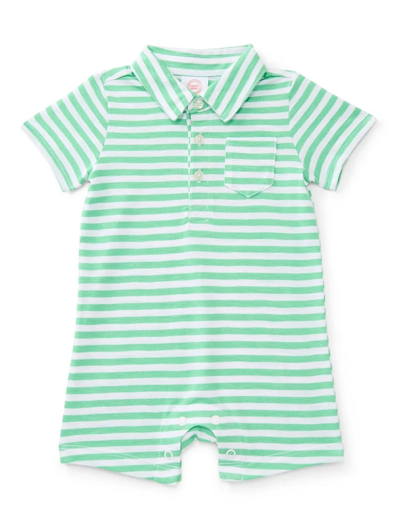 Wonder Nation Baby Boys' Polo Shortie Romper with Short Sleeves, Sizes 0/3M-24M | Walmart (US)