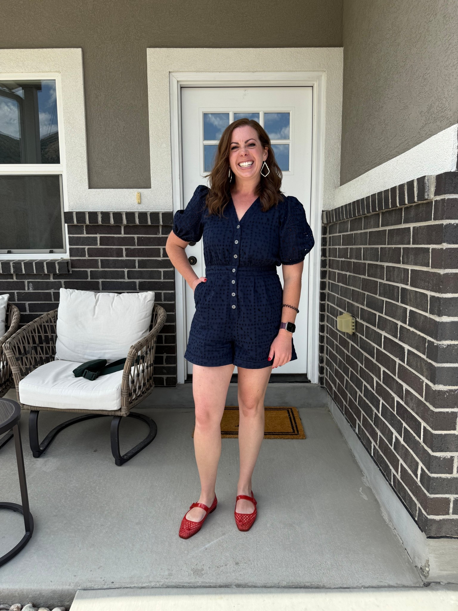 I have been waiting to wear this gorgeous eyelet romper until today! I saw it on Loft’s website and had to have it. It buttons up the front, has pockets, and is a great length! In an 8. 

#LTKFindsUnder50 #LTKShoeCrush #LTKMidsize