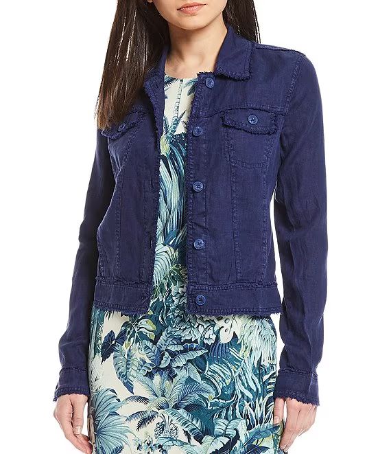 Two Palm Raw Edge Point Collar Long Sleeve Button Front Jacket | Dillard's