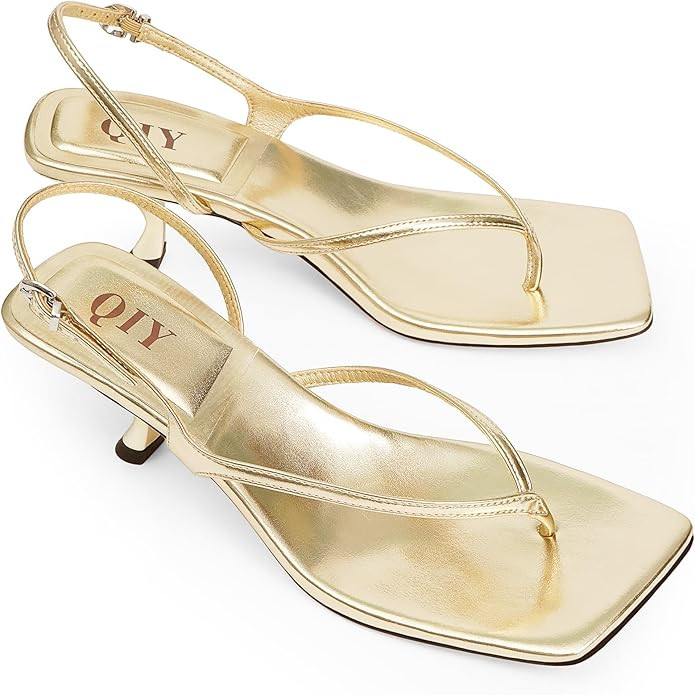 Women Sandals Kitten Heels for Women Flip Flops Square Open Toe Thong Heeled Sandals Comfort Part... | Amazon (US)