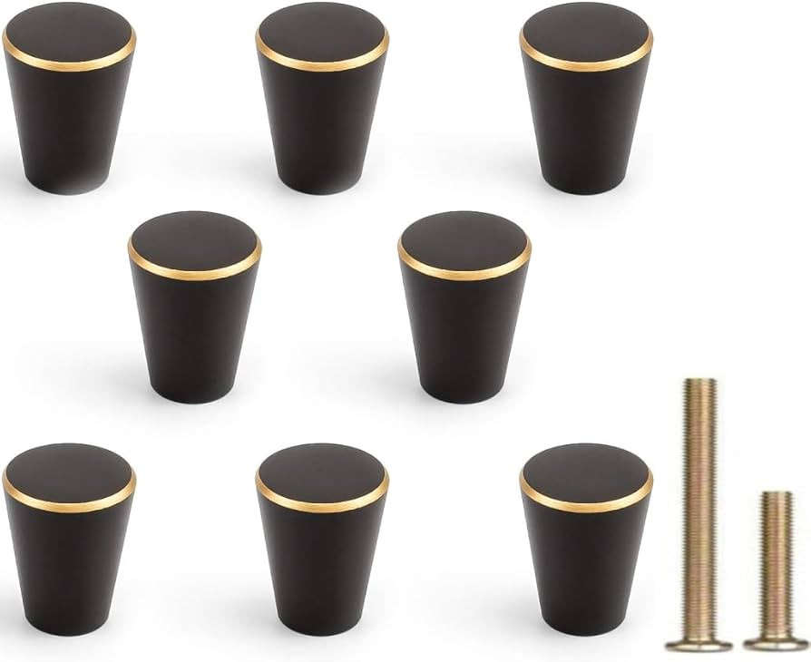 RZDEAL 8Pcs 0.79"x0.98" Solid Brass Dresser Drawer Knobs and Pulls Black Cabinet Pulls Furniture | Amazon (US)
