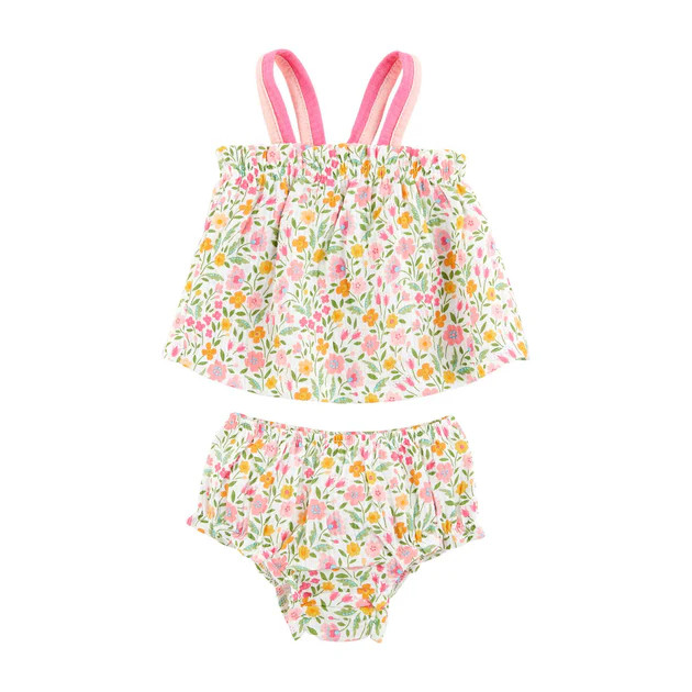 Summer Floral Pinafore Bloomer Set | Classic Whimsy