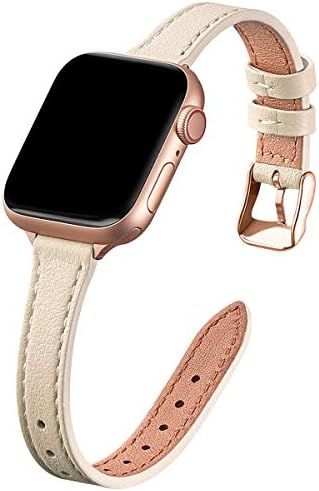 STIROLL Slim Leather Bands Compatible with Apple Watch Band 38mm 40mm 41mm 42mm 44mm 45mm,Top Grain  | Amazon (US)