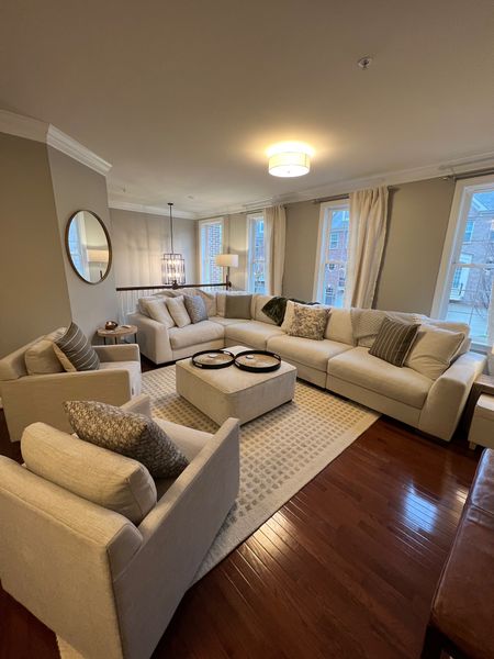 Living Room, Living Room Couch, sectional, budget friendly sectional, ivory sectional, swivel chairs, cozy chair, ottoman, neutral living room, cozy living room, home decor, update living room, clean living

#LTKhome #LTKstyletip #LTKfamily