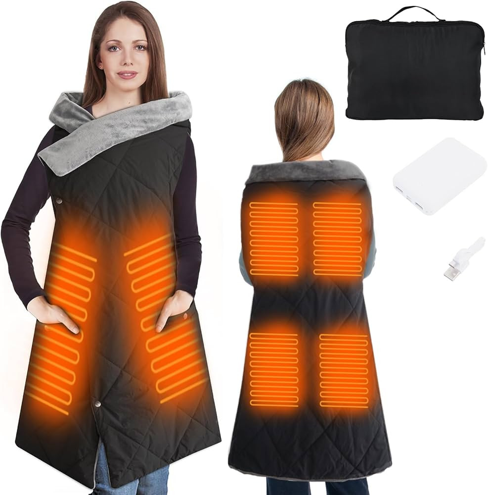 Heated Blanket Battery Operated, USB Power Bank, Fast Heating Wearable Blanket for Camping, Wirel... | Amazon (US)