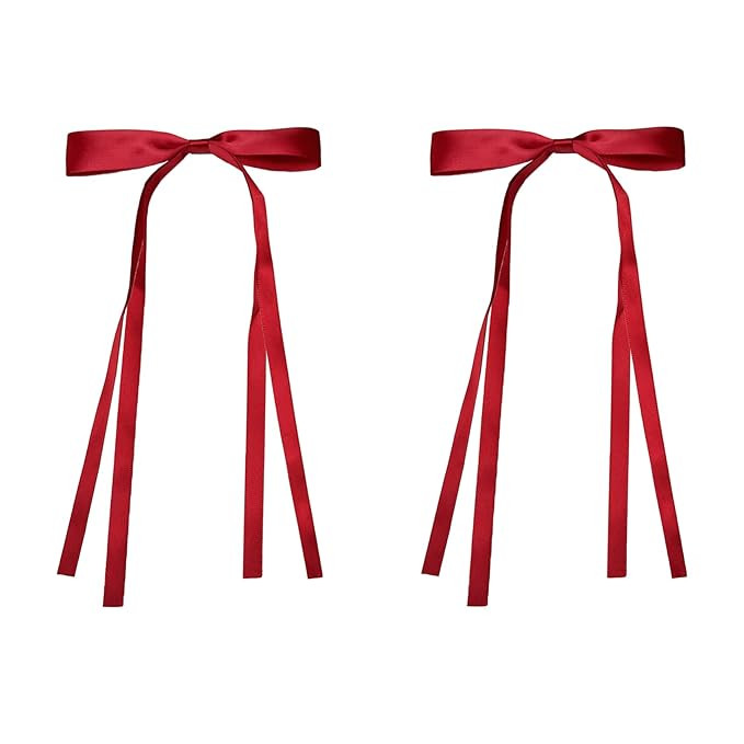 Coquette Long Hair Bows - Red Ribbon Bows for Women's Festival Party & Halloween - 2Pcs | Amazon (US)