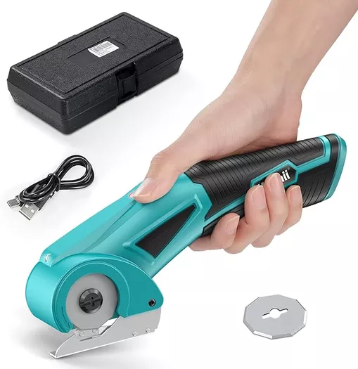 VLOXO Cordless Cardboard Cutter, Electric Fabric Cutter with Safety Lock  4.2V Electric Scissors Multi-Cutting Tools, Rechargeable Rotary Cutter