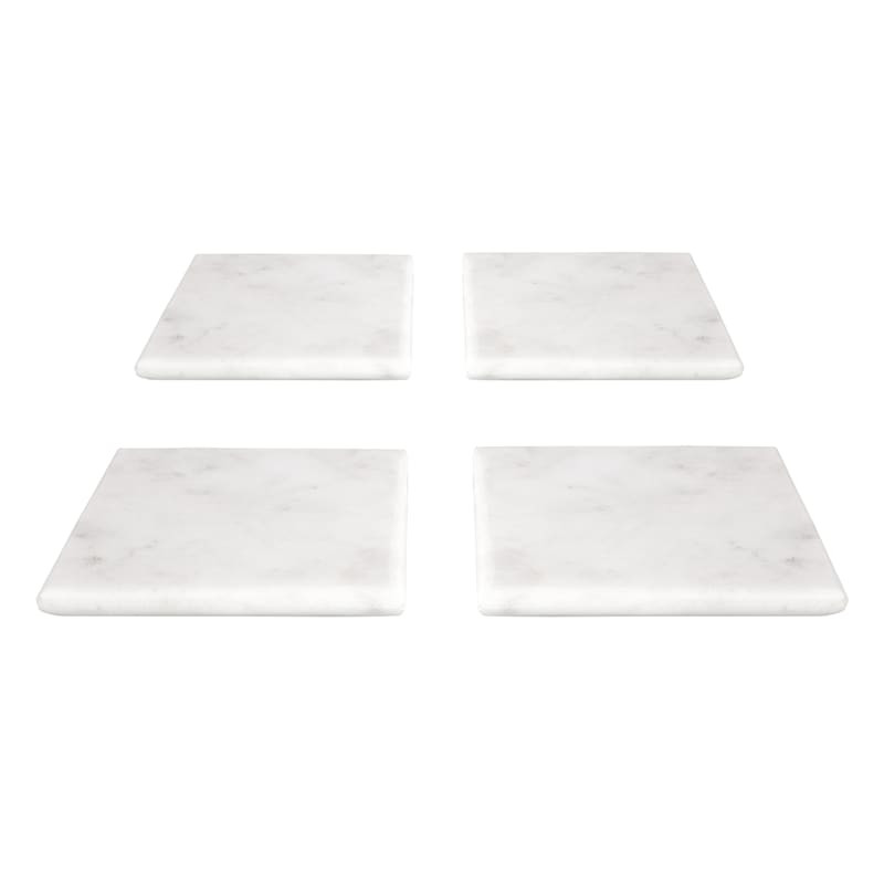 Set of 4 Square White Marble Coasters | At Home