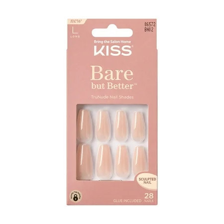 KISS Bare but Better Press-On Nails, Glossy Beige, Long Length, Coffin Shape, 31 Ct. | Walmart (US)