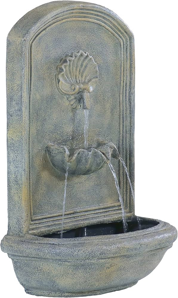 Sunnydaze Seaside Wall Fountain - Wall-Mounted Outdoor Garden Fountain & Backyard Water Feature w... | Amazon (US)