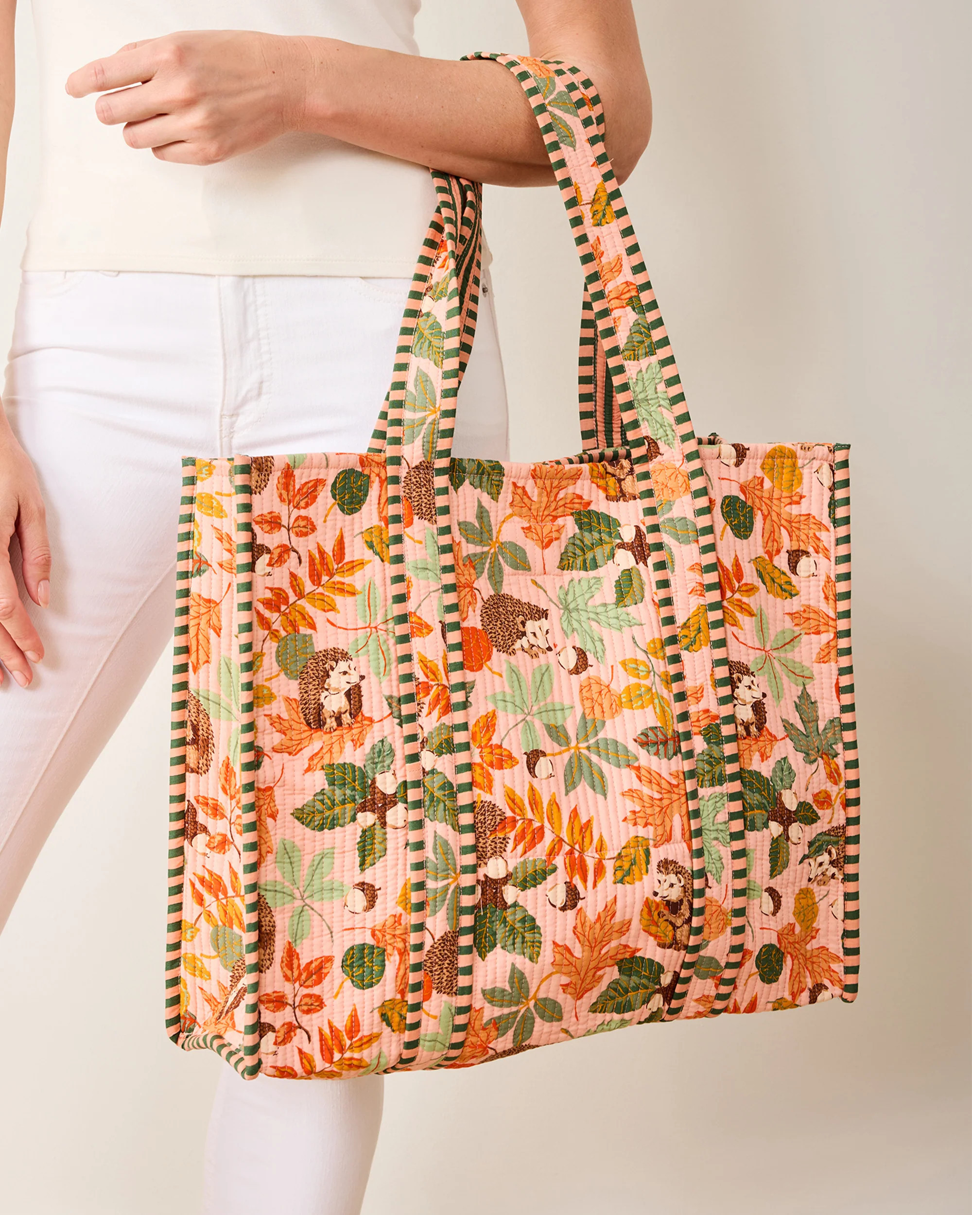 Printfresh Organic Cotton Tote Bag in Orange Hedgehog Forest | Printfresh