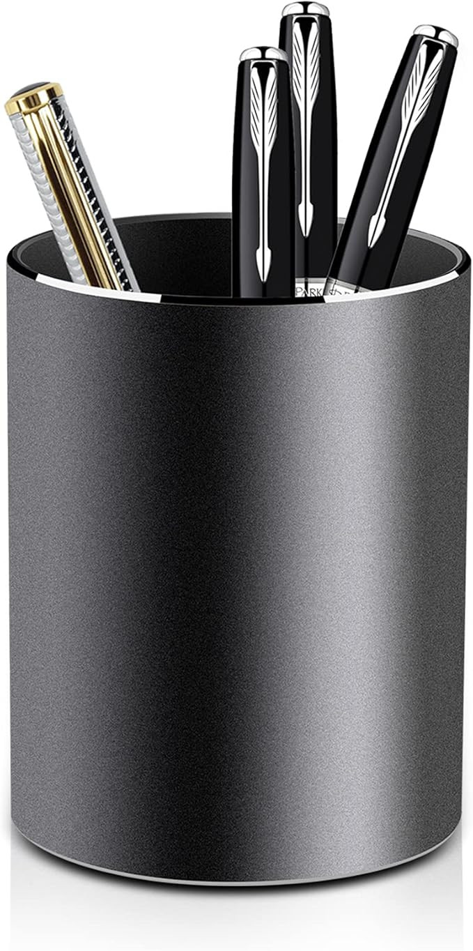Vaydeer Metal Pen Holder Aluminum Pencil Holder for desk, Round Desktop Organizer and Black Penci... | Amazon (US)