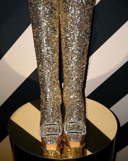 Roger vivier, Michael kors, The attico, Kurt geiger, Asos, knee high boots, gold boots, sequinned boots, shoe crush, metallic boots, luxury fashion, paris fashion week, PFW 2024, new collection, spring summer collection, embellished boots 

#LTKeurope #LTKSeasonal #LTKshoecrush