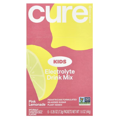 Cure Hydration Kids, Electrolyte Drink Mix, Pink Lemonade, 6 Packets, 0.26 oz (7.3 g) Each | Target