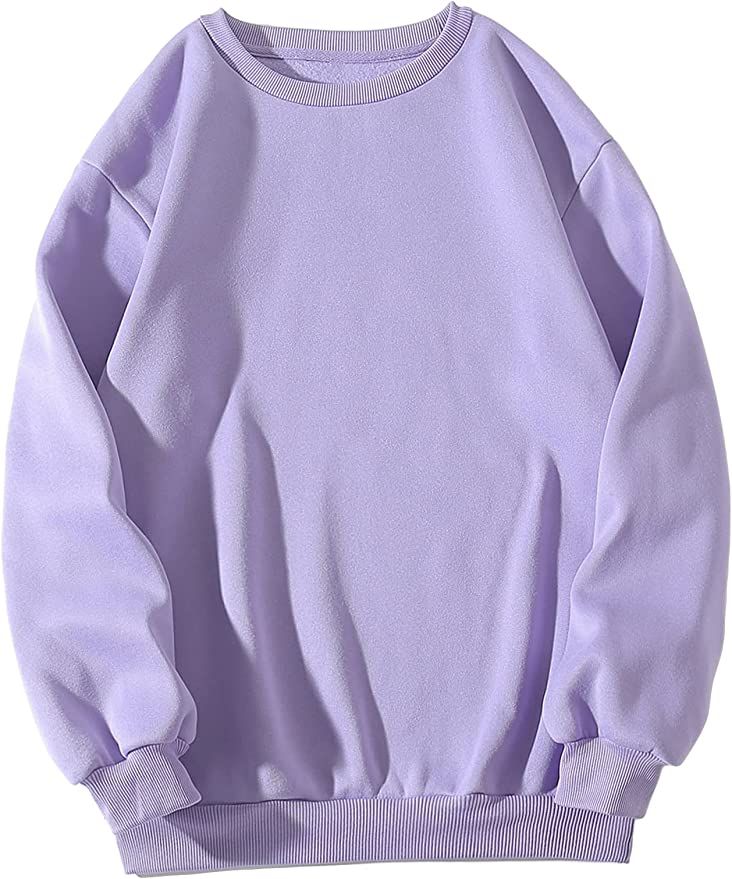 MakeMeChic Women's Casual Cute Oversized Long Sleeve Round Crew Neck Sweatshirt Pullover Top | Amazon (US)