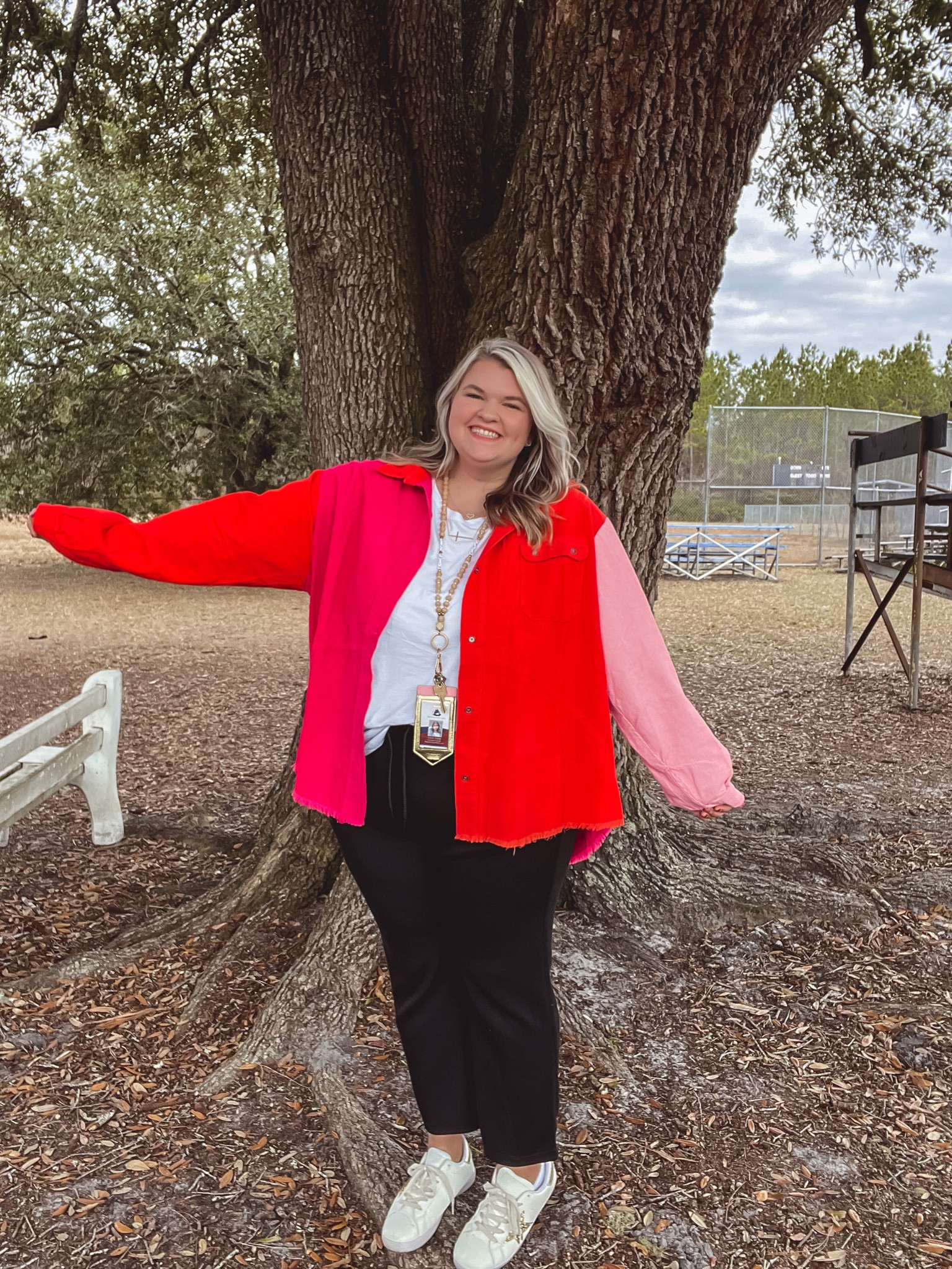 Todays ootd!! The colors in this shacket are everything 😍💗🧡