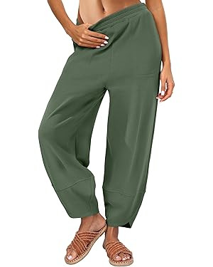 Caracilia Women Wide Leg Baggy Sweatpants Elastic Waist Casual Loose Slouchy Curved Hem Cozy Fall... | Amazon (US)