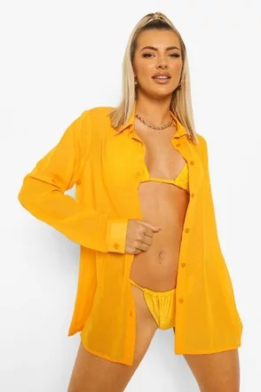 Essentials Chiffon Beach Shirt | Boohoo.com (US & CA)
