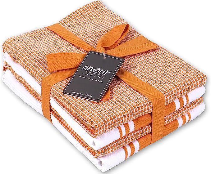 Amour Infini Classic Kitchen Towels | 2 Stripe + 2 Waffle | 28 x 20 Inch, Over Sized | Multi-use ... | Amazon (US)