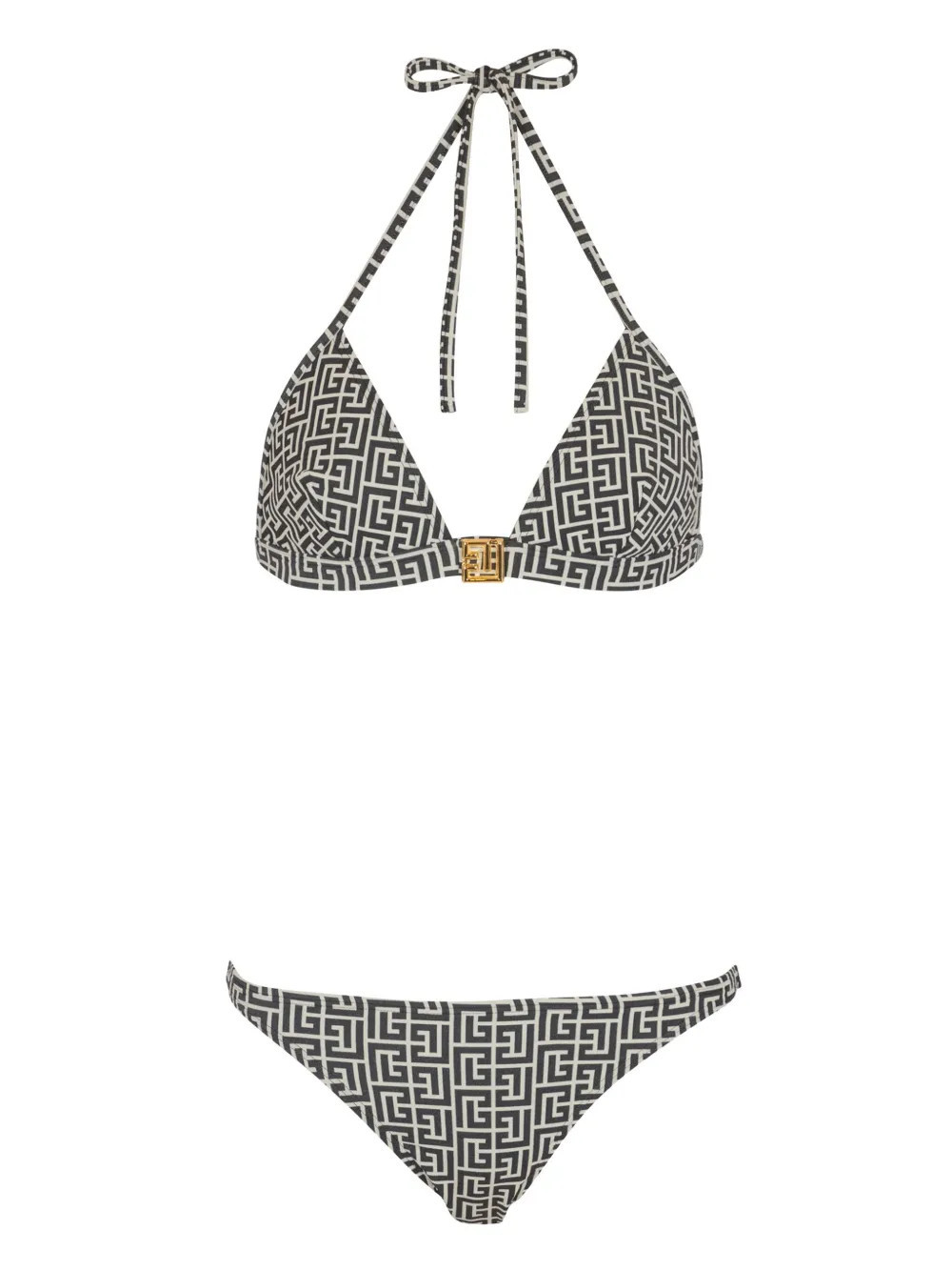 Balmain Jacquard-Pattern Bikini — Black | Italist Inc.