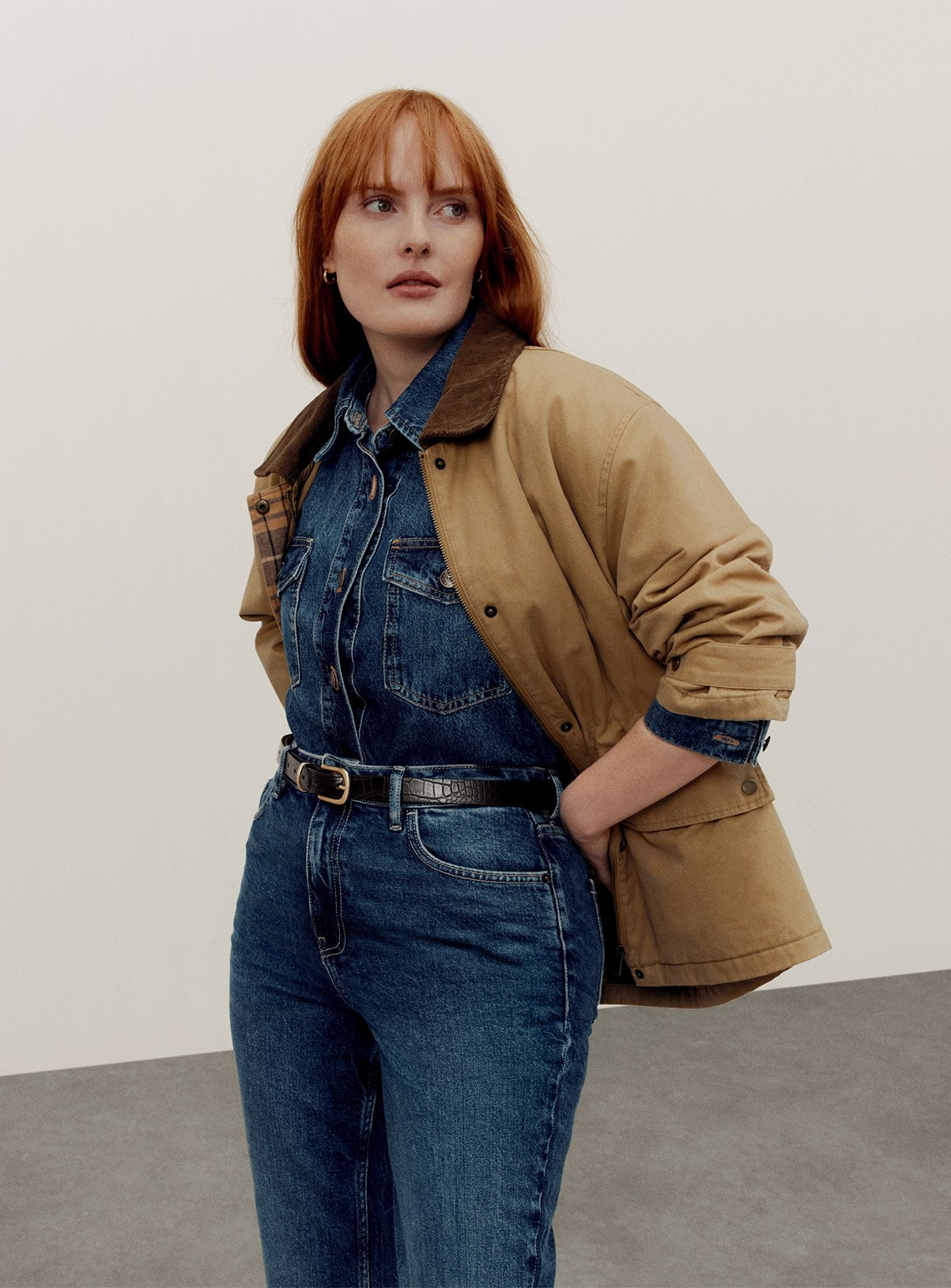 Tan Contrast Collared Barn Jacket | Tu Clothing