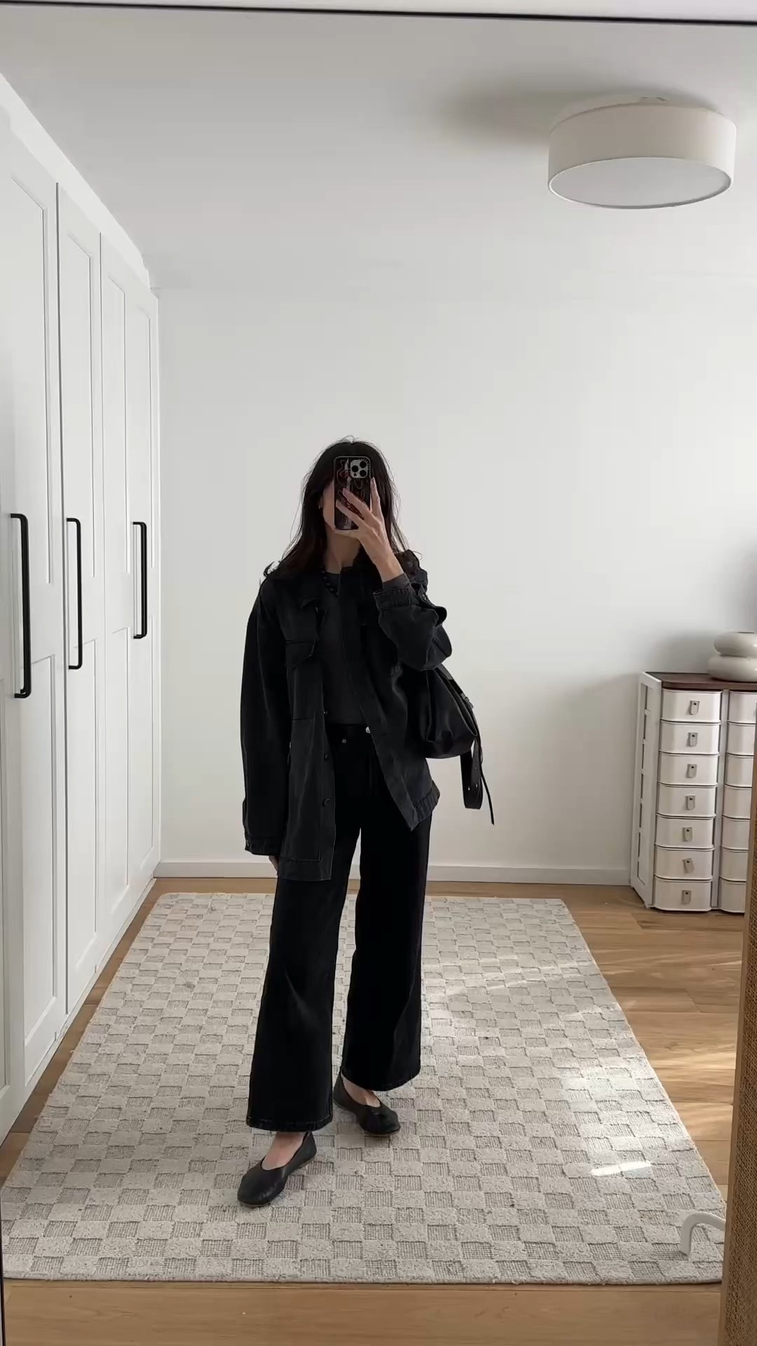 Wearing base layer in size XS (it’s on sale!), jeans are alpha60. Jacket is also on sale I wear size AU10. Shoes are size US9.5 (I’m an EU40). Bag is 12% off with code MJL12