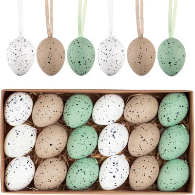 18Pcs Easter Eggs Ornaments for Small Tree Decorations, 1.57'' Nature Beige Green Plastic Easter Eggs Bulk, Shatterproof Decorative Hanging Egg Decor | Wayfair North America