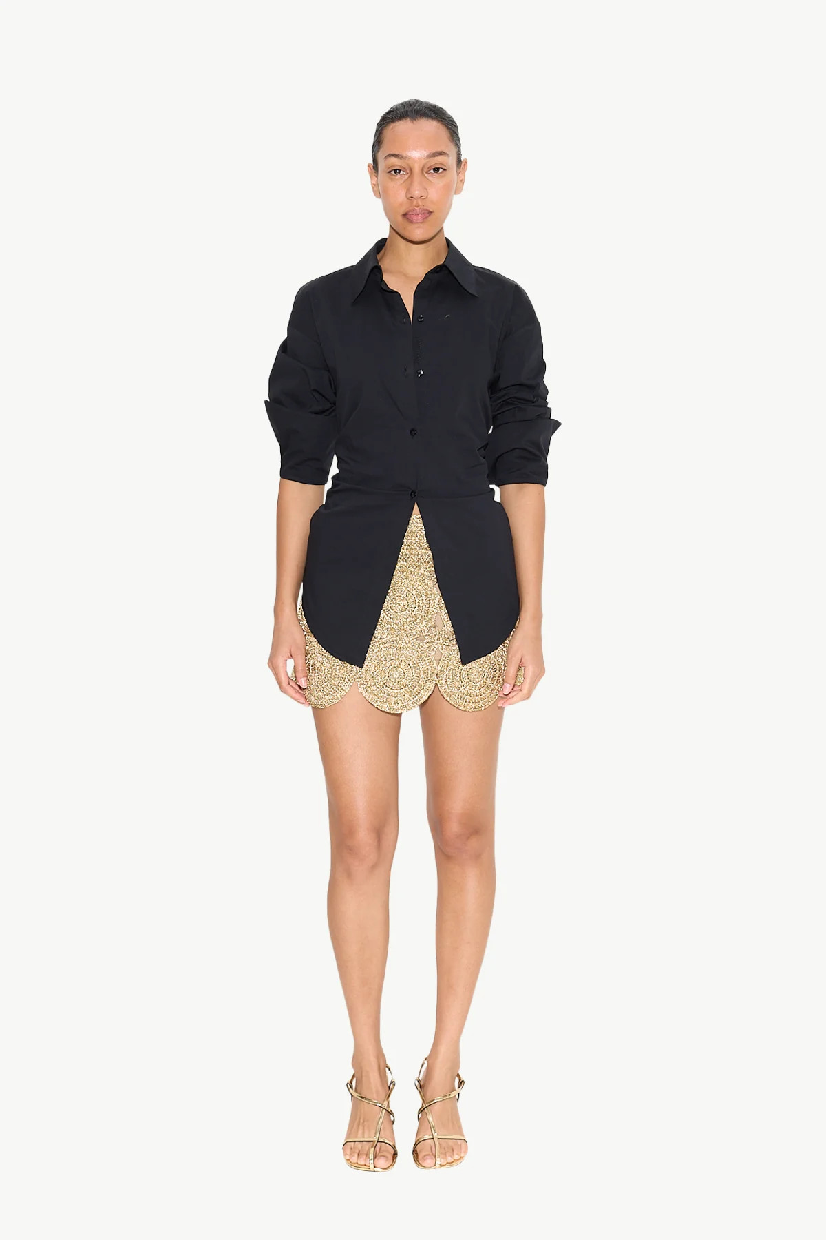 Beep Beep Mini Skirt in Star Gold | SIMONMILLER | Simon Miller