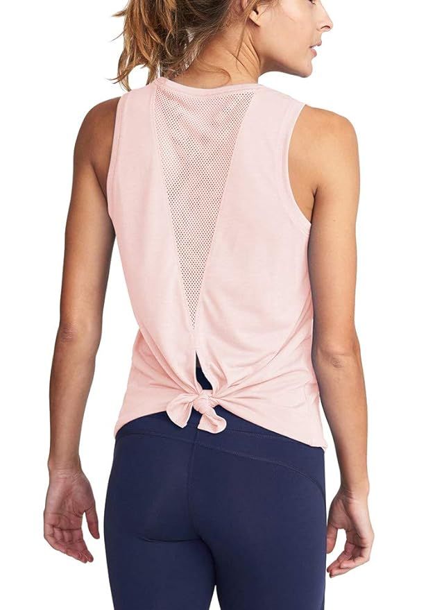 Mippo Women's Cute Mesh Yoga Workout Tank Tops Activewear Sexy Open Back Sports Shirts | Amazon (US)