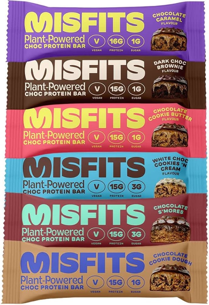 Misfits Vegan Protein Bar, Best Sellers Variety Pack, Plant Based Protein Bars, High Protein Snac... | Amazon (US)