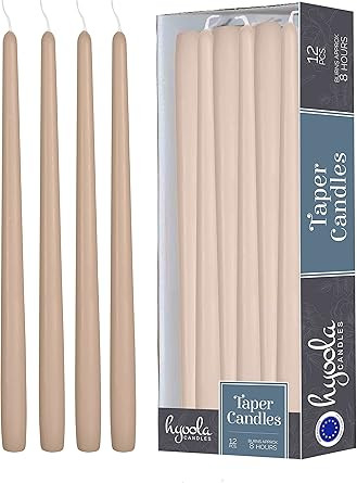 12 Pack Tall Taper Candles - 10 Inch Sahara Beige Dripless, Unscented Dinner Candle - Paraffin Wa... | Amazon (US)