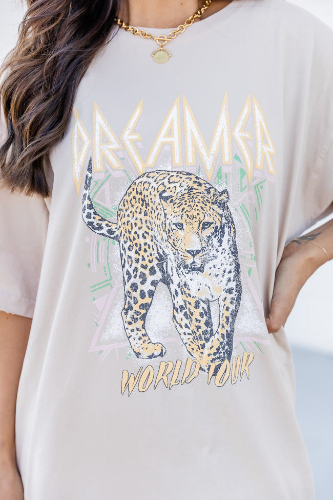 Oversized Leopard Beige Graphic Tee Dress | Pink Lily