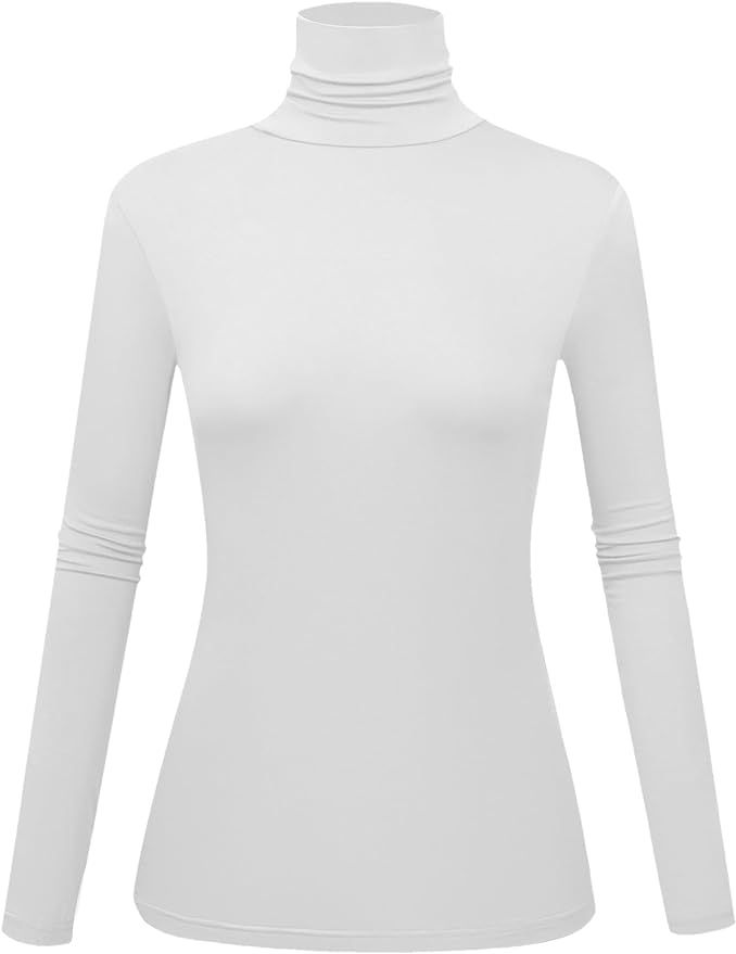 Women's Long Sleeve Turtleneck Shirts Slim Fitted Lightweight Base Layer Casual Tops | Amazon (US)