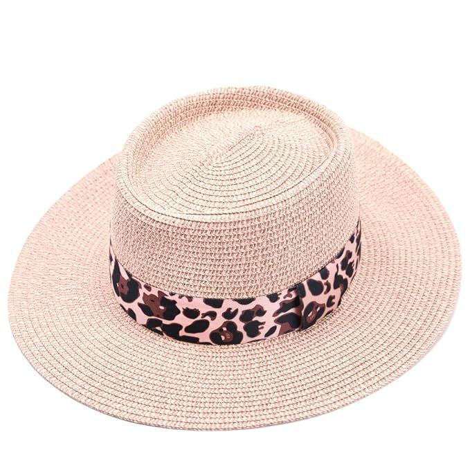 accsa Women UPF50+ Protection Wide Brim Straw Panama Bucket Fedora Beach Sun Hat | Amazon (US)