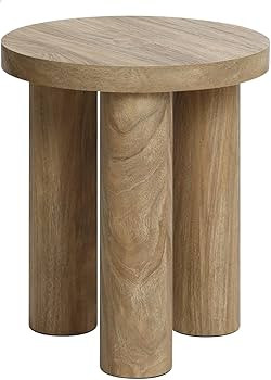 LuxenHome Round Side Table, 19" Tall End Table with 3 Pillar Legs, Modern Farmhouse Dark Oak Fini... | Amazon (US)