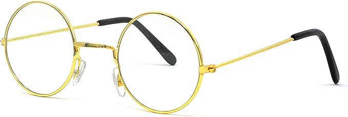 Gold Rimmed Round Costume Glasses - 1 Pair | Amazon (US)