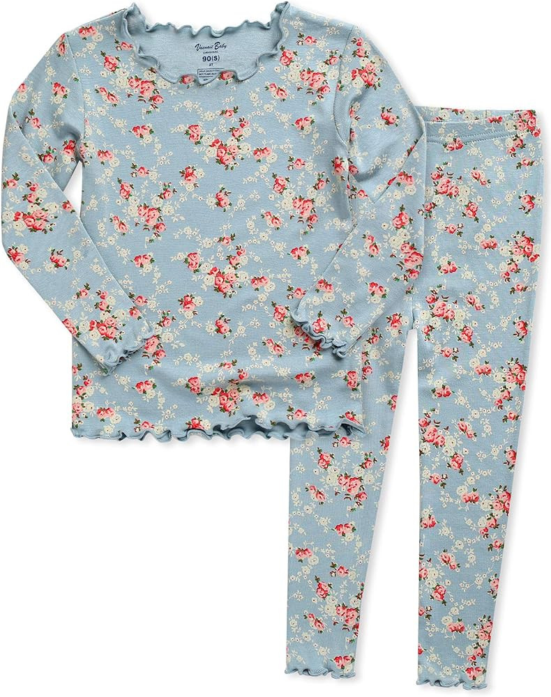 12M-7T Kids Unisex Girls & Boys Soft Comfy Modal Tencel Shirring Sleepwear Pajamas 2pcs Set | Amazon (US)