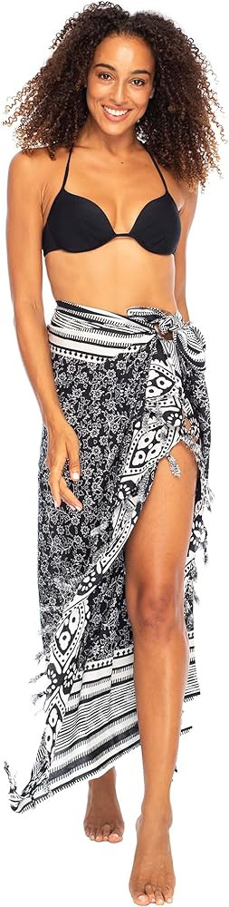 Back From Bali Womens Print Sarong Swimsuit Beach Cover Up Wrap Skirt Pareo | Amazon (US)