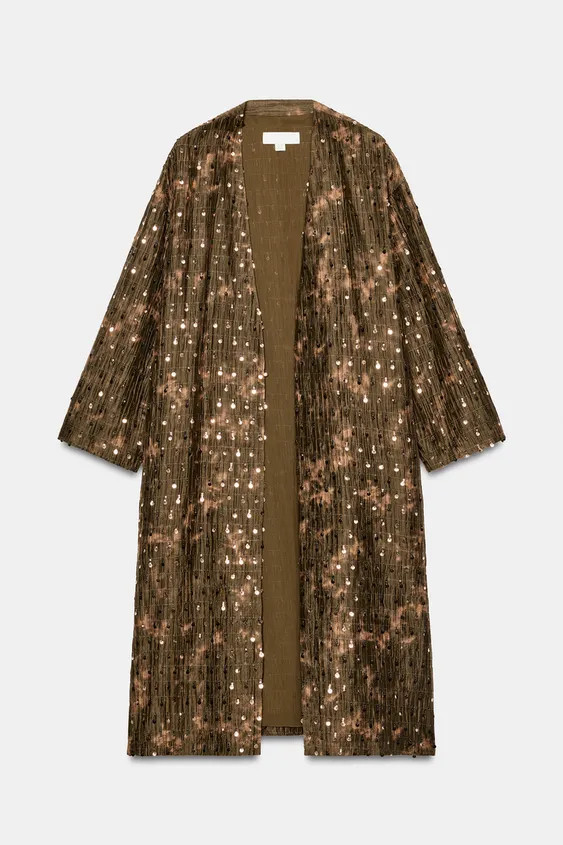 LONG SEQUIN KIMONO JACKET | Zara US