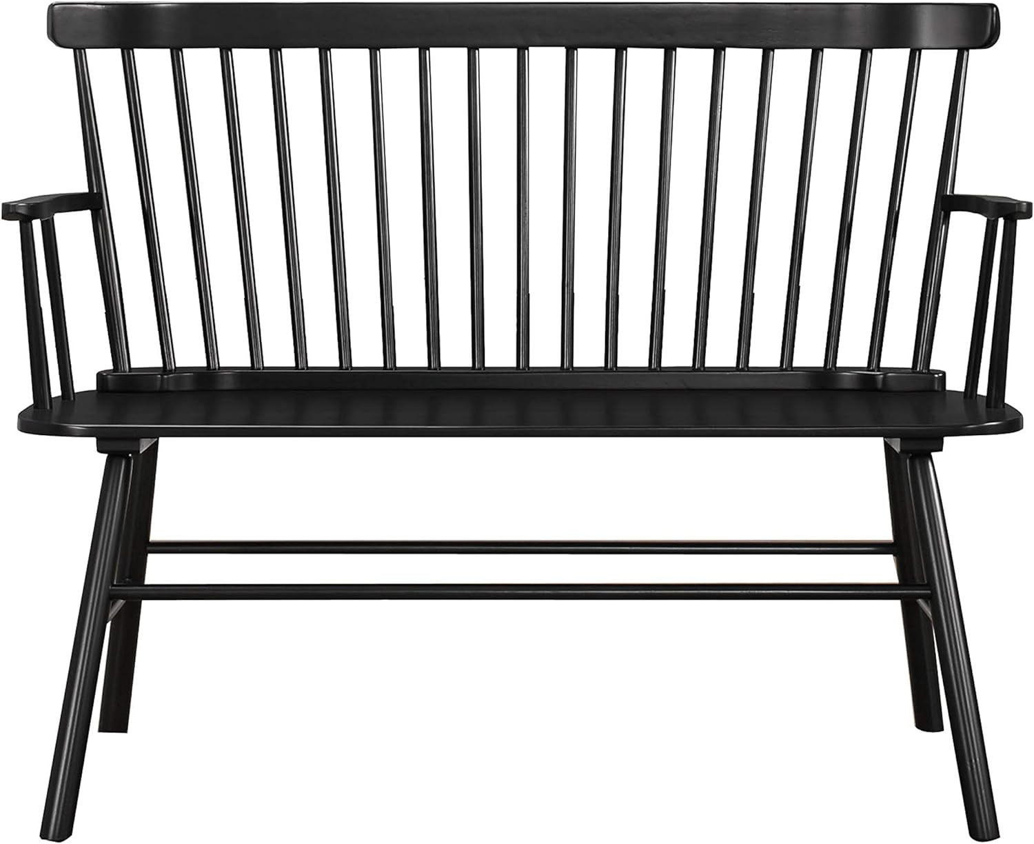 Benjara Transitional Style Curved Design Spindle Back Bench with Splayed Legs, Black | Amazon (US)